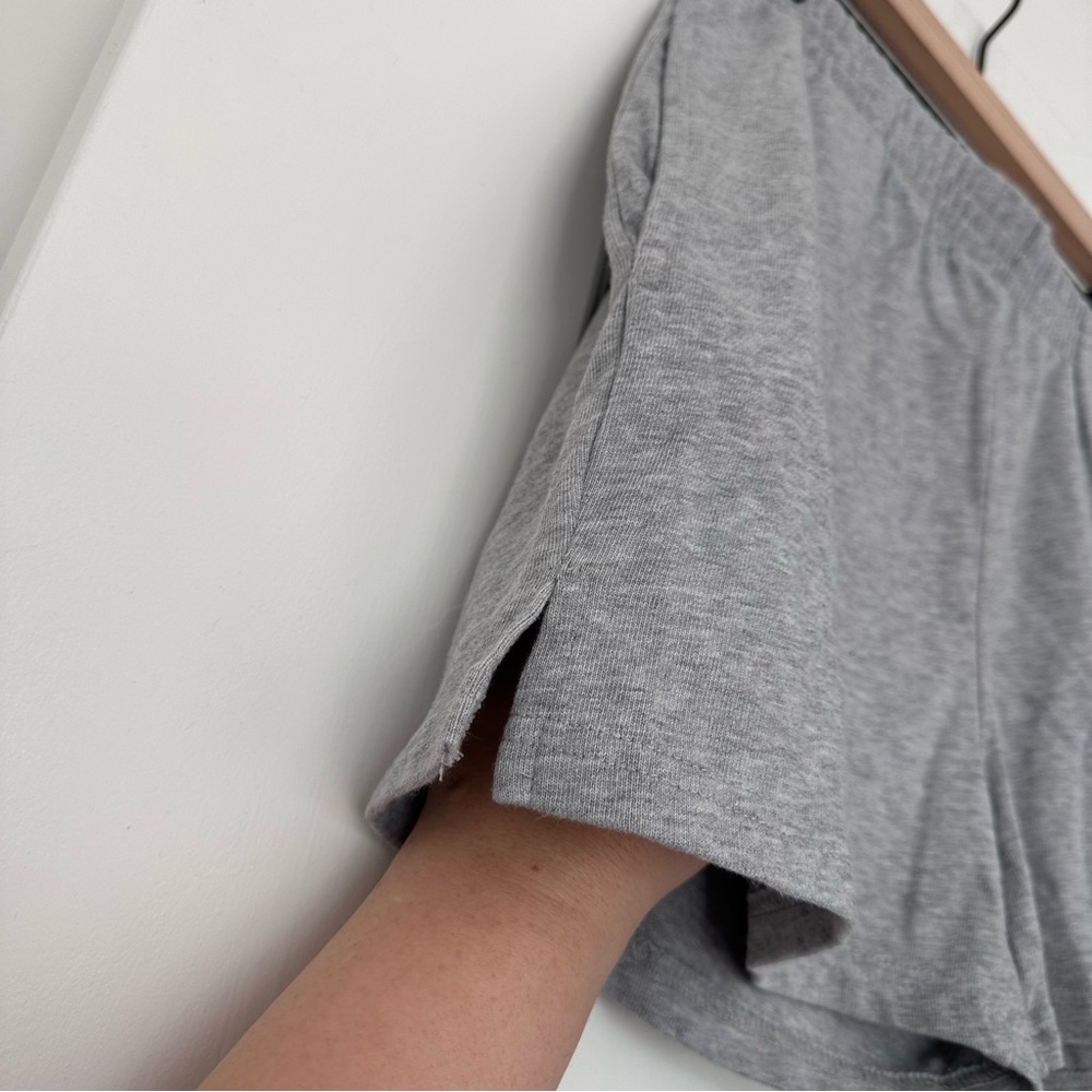 Brandy Melville (OS) Gray Short Sleeve High Waist Sweat Shorts- Elastic Waist - Picture 3 of 7